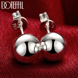 Solid Bead Ball Stud Earrings For Women Accessories 925 silver
