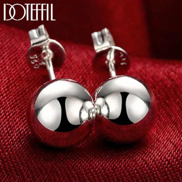 Solid Bead Ball Stud Earrings For Women Accessories 925 silver
