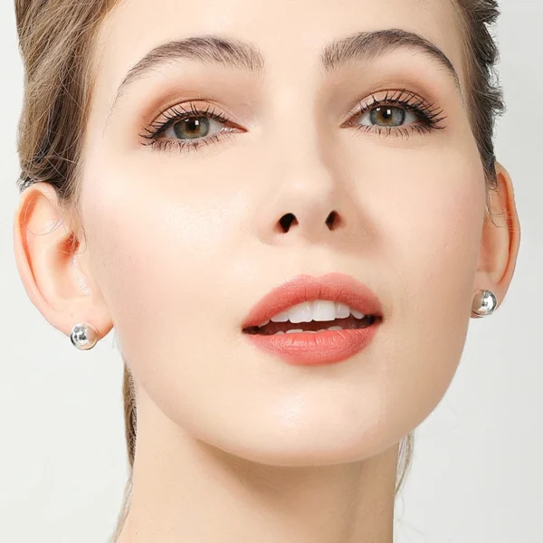Solid Bead Ball Stud Earrings For Women Accessories 925 silver