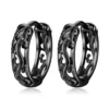 Vintage Punk Creative Hollow Black Gold Dragon Hoops Accessories 925 silver