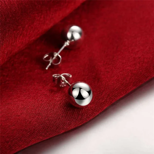 Solid Bead Ball Stud Earrings For Women Accessories 925 silver