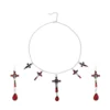 Dark Gothic Bat Cross Pendant Earrings Necklace Set Accessories Bats