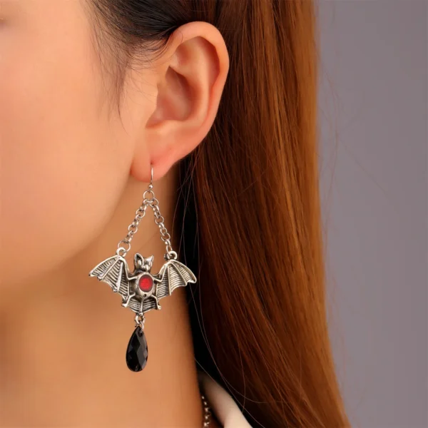 Dark Gothic Bat Cross Pendant Earrings Necklace Set Accessories Bats