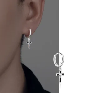 Black Double Cross Earrings 925 Silver Accessories 925 silver