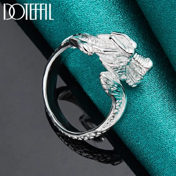 DOTEFFIL 925 Sterling Silver Dragon Ring Accessories adjustable
