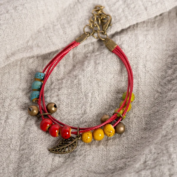 Handmade Vintage Ceramic Bead Bracelet Accessories adjustable