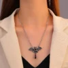 Dark Gothic Bat Cross Pendant Earrings Necklace Set Accessories Bats