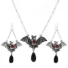 Dark Gothic Bat Cross Pendant Earrings Necklace Set Accessories Bats